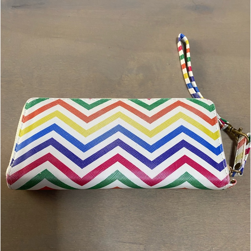 Rainbow Colored Chevron Pattern Zipper Wallet/Wri… - image 2